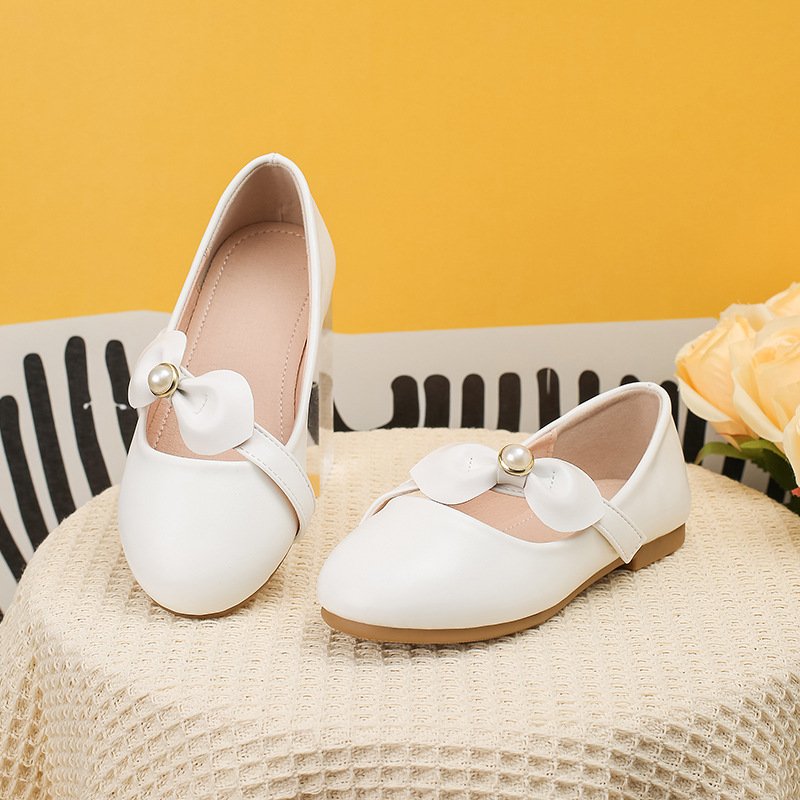 Mother&Kids Girls Princess shoes White fairy wind small leather shoes big children show shoes soft soled single shoes