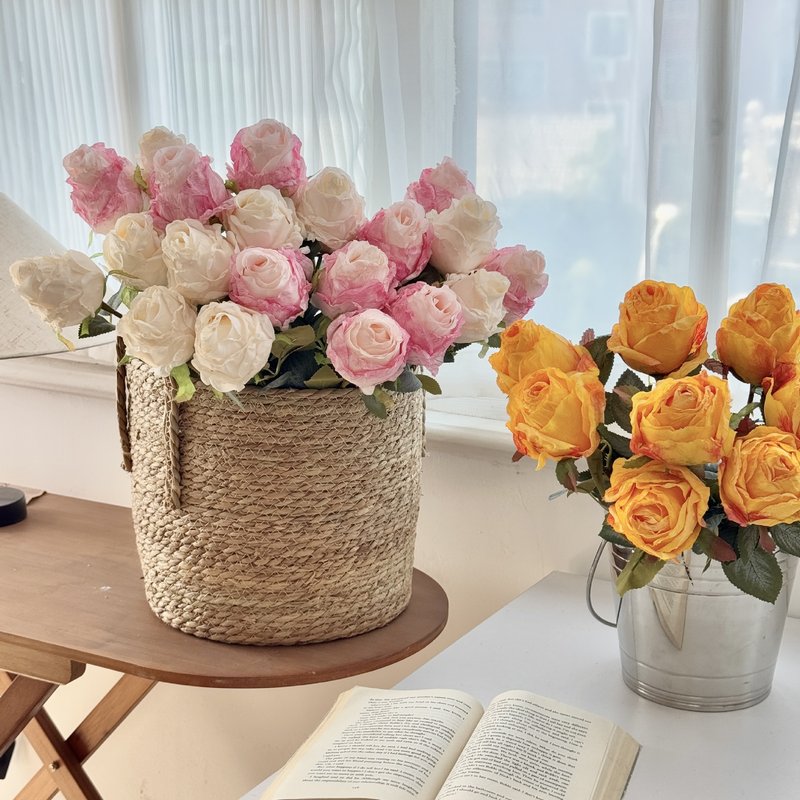 Elegant Artificial Rose Bouquet - Realistic Silk Flower For Wedding, Home Decor, Photography Props (Multiple Colors Available) Fake Flower Ornaments