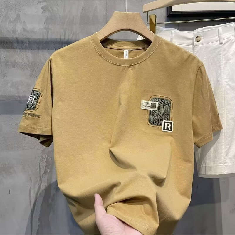 Men's Clothing Short Sleeved T Shirt Men's Summer Fashion Clothing New Style Trendy Slim Fitting Printed Tops Pure Cotton Half Sleeved T Shirt