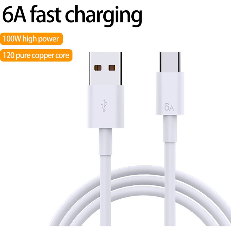 Kunjiuyou Data Cable High Tenacity Anti-winding Stable Output 12V 6A 1 Meter USB/Type-C Data Cord For Xiaomi For Huawei For OPPO For Android-Android
