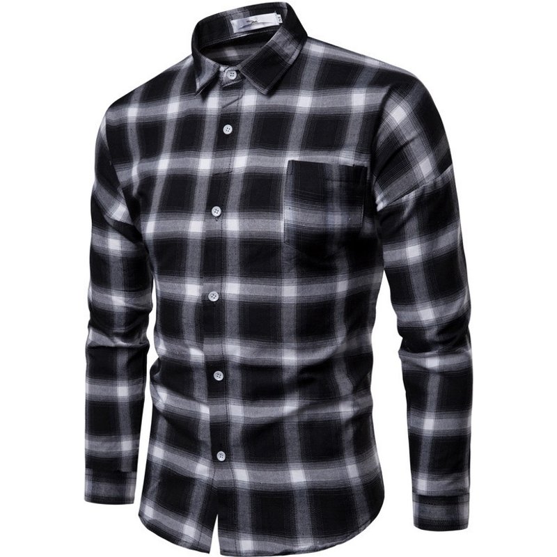 Men's Clothing Men's Spring And Autumn New Style Trendy Long Sleeved Plaid Shirt Men's Shirt