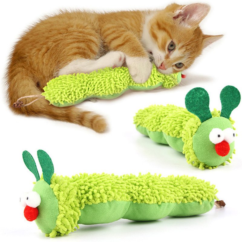 Cat Plush Toy Pet Amusing Cat To Relieve Boredom Interactive Scratch-resistant And Bite-resistant Green Animal Toy