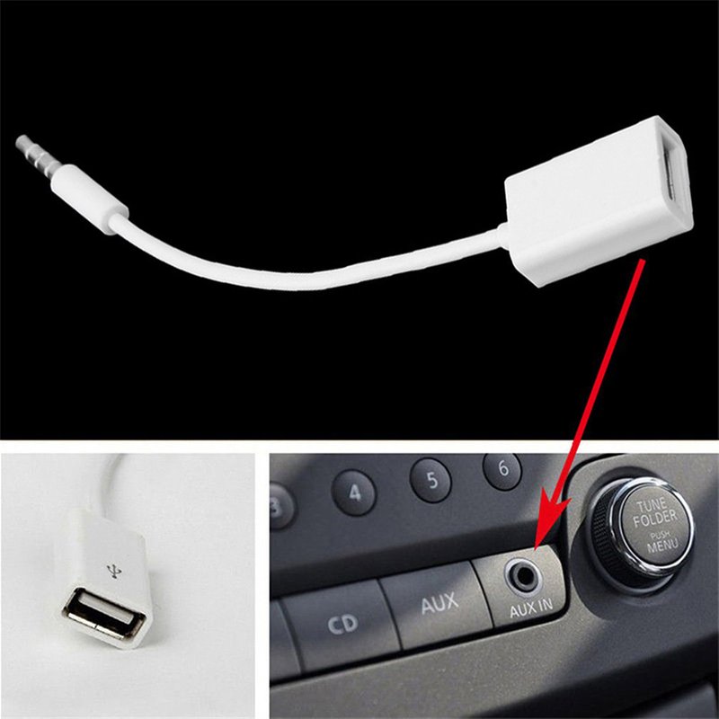 Farfi USB 2.0 Female to 3.5mm Male Plug AUX Audio Adapter Cable Converter for Car