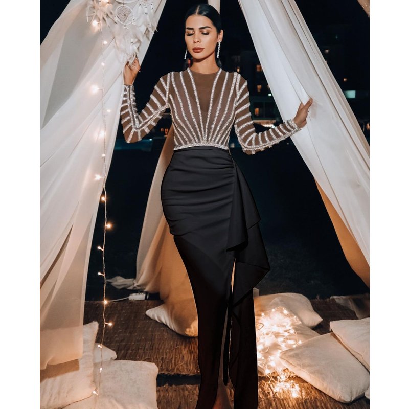 Women's clothing long-sleeved hip dress dress