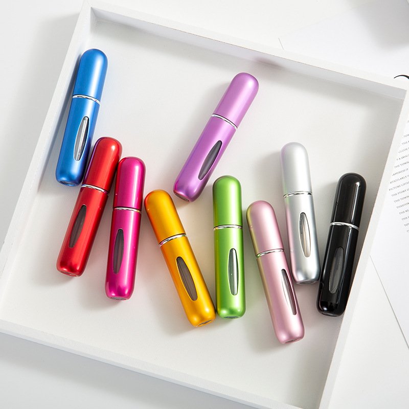 Spot Small Window 5ml Bottom Direct Filling Perfume Bottle Self Pump Spray Bottle Aluminum Press Flush Perfume Bottle