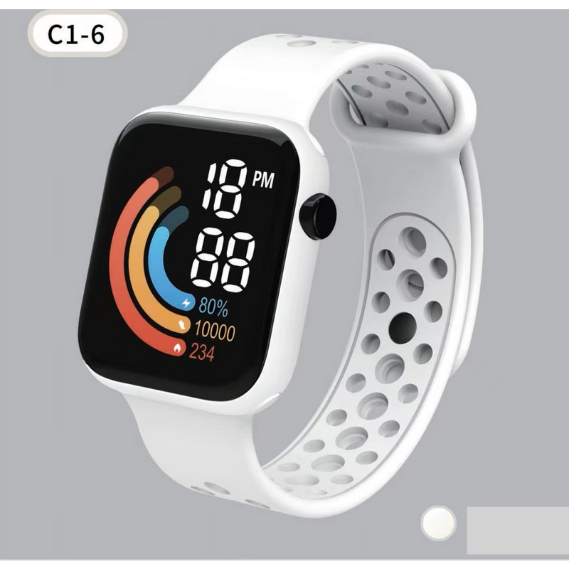 Watch Set Children's Watch Rainbow Digital Display Small Square LED Electronic Watch