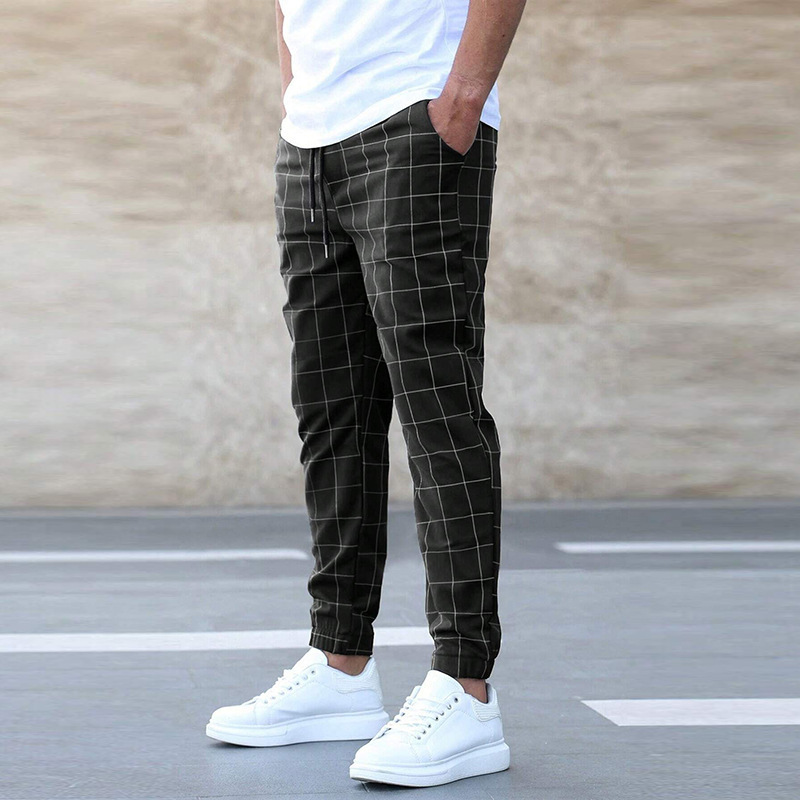 Men's Clothing 2025 New Plaid Casual Pants Fashion Men's Casual Pants Rope Pants