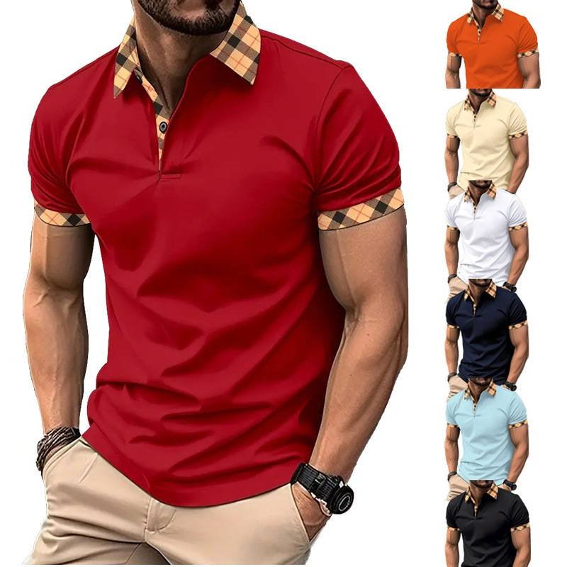 Men’s Clothing Fashion Business Short Sleeve T-shirt Slim Men's Polo Shirt Button-down Top