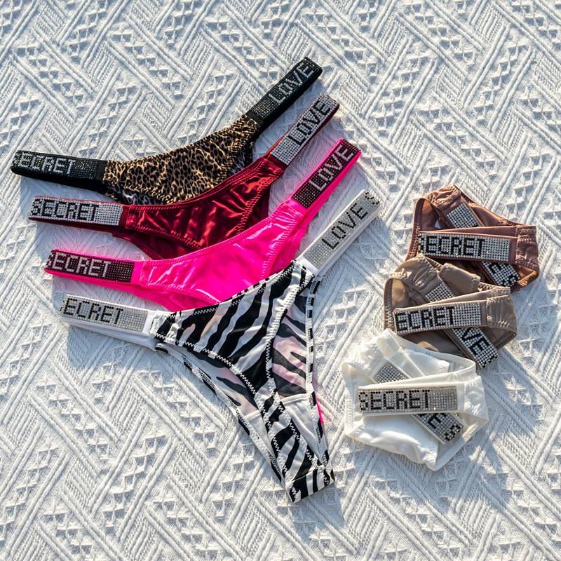 Women's Clothing Sexy Low-rise T Pants Narrow Edge Water Diamond Underwear With Sports Sexy Butt Lift Breathable Invisible Thong