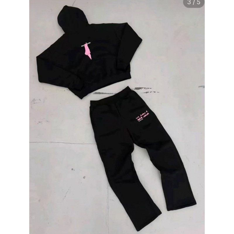 2025 European And American Sweatshirt Y2K Trend Sweatshirt Suit Character Pattern Casual Sports Men And Women