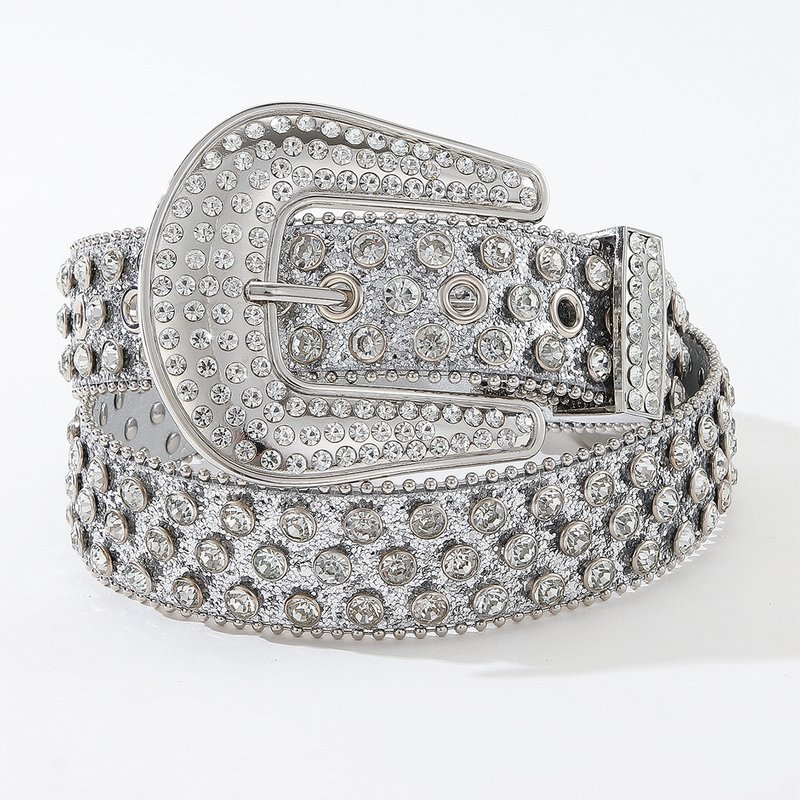 VOOTHOST Fashion Rhinestone Rivet Belt Glitter Belt Hip Hop Jeans Pants Belt Punk Cowboy Cowgirl Belts For Women Men F0380