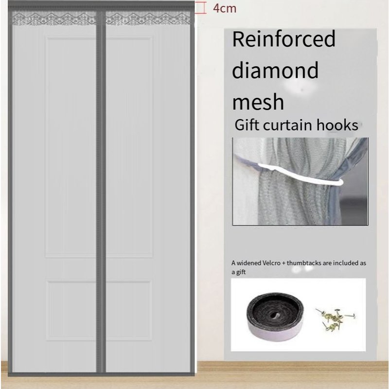 Diamond Mesh Mosquito Proof Door Curtain Velcro Self Adhesive Household Punch Free Magnetic Screen Door Self Priming Magnetic Screen Door