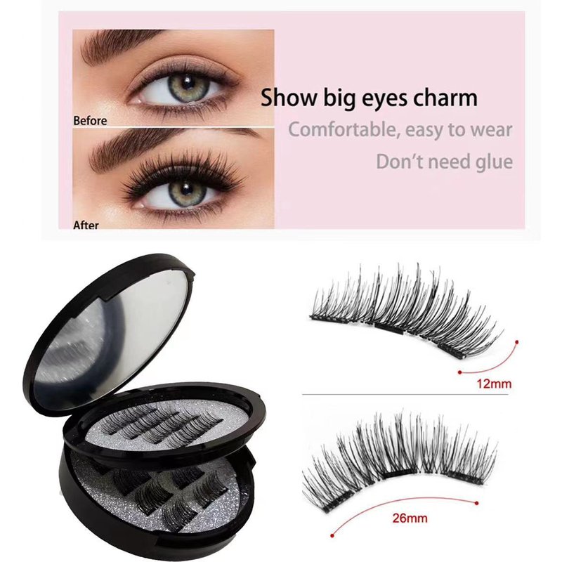 Magnetic Eyelashes 24P 3 Magnetic False Eyelashes With Mirror Half Eye Magnetic Eyelashes Magnetic Lashes Zero Glue