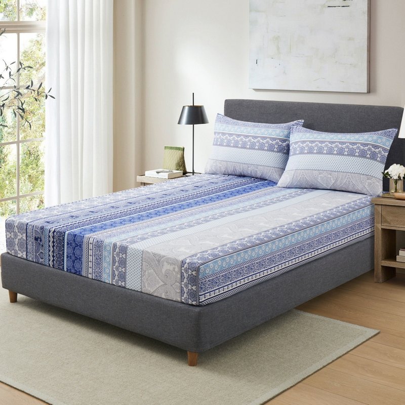Blue Tribe Bohemian Mattress Cover Polyester Skin Friendly Bed Fitted Sheet Mattress Protector Fitted Sheet