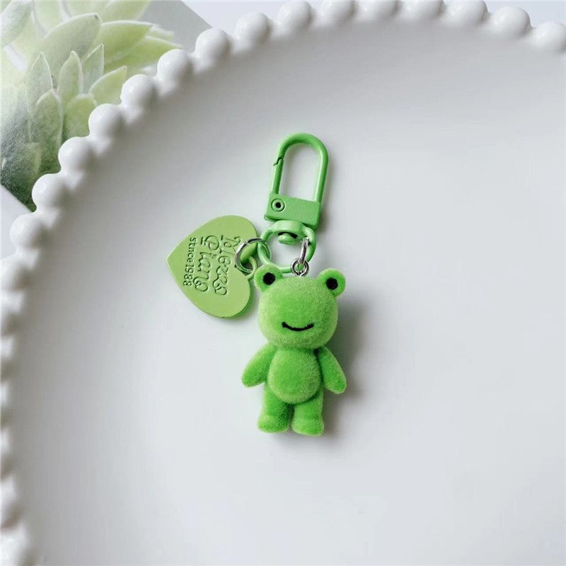 Bag Parts & Accessories Resin Flocking Cute Three Dimensional Frog Keychain Pendant Car Key Chain Pendant Bag Pendant Jewelry Wholesale