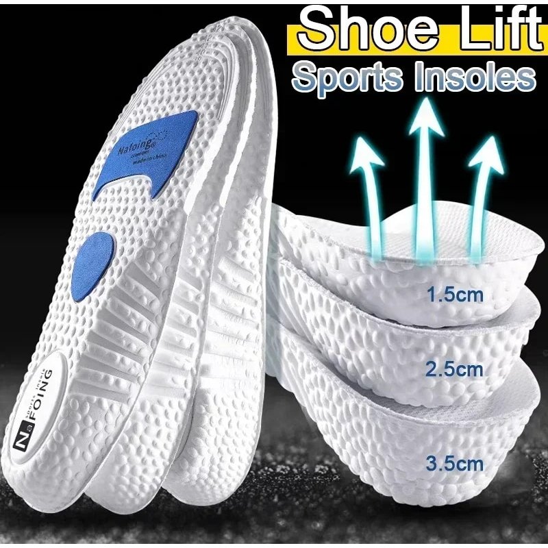 Height Increase Insoles Silicone Memory Foam Shoe Pads Arch Support Orthopedic Cushion Sports Running Heel Lift Feet