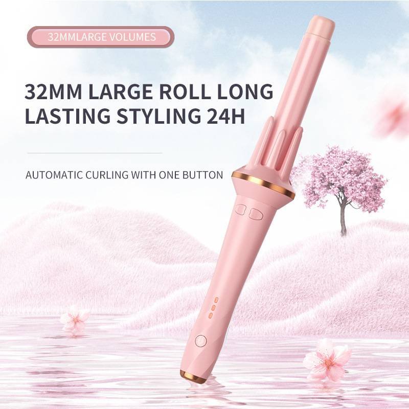 Adjustable Curling Iron – 15 Heat Settings, Tourmaline Ceramic Barrel, Dual Voltage (110V-240V), For Salon-Worthy Waves & Curls (Pink/White)​