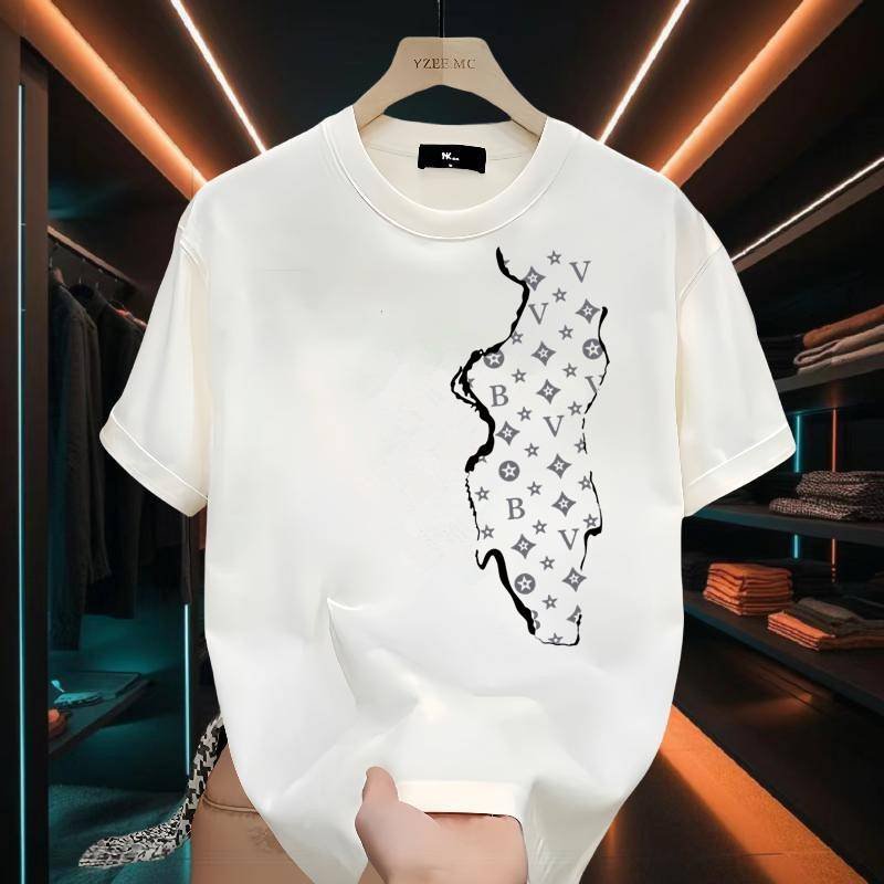 New Men's Letter Print Trend All-match Handsome Pattern Short-sleeved 2026 Summer Casual Loose Large Size Half-sleeves