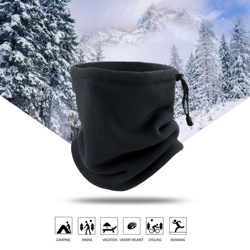 SportLife Soft Neck Warmer Gaiter Solid Color Drawstring Design Fleece Neck Gear for Cycling
