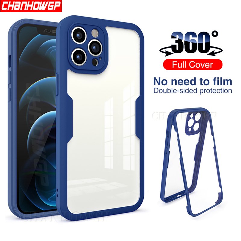 360 Double Front Screen Film Hard Back Case For iPhone 14 13 12 11 Pro Max X XR XS Max 8 7 Plus Silicone Clear Transpare