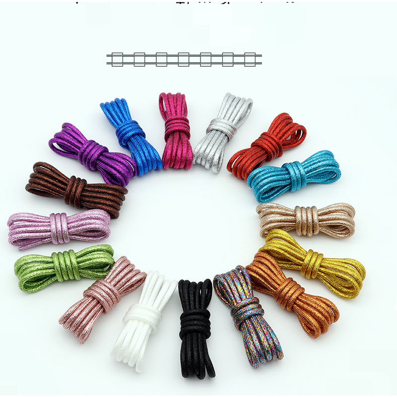 Shoelaces 4.5mm Shiny Round Solid Color Metal Wire Shoelaces Suitable For Men And Women's Casual Shoes, Sports Martin Boots
