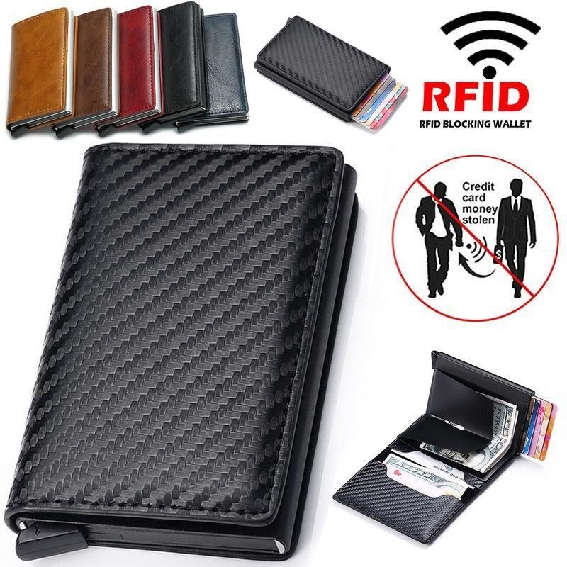 RFID Blocking Wallets for Men Slim Leather Bank Card Holder Wallet ID Credit Bank Card Holder Wallet Leather Slim Mini Small Money Wallets Case