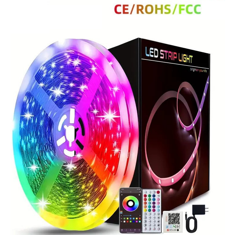 Bande lumineuse LED RVB 24 V avec tĂ©lĂ©commande infrarouge Bluetooth, flexible et autocollante, pour dĂ©coration intĂ©rieure, fĂȘtes et publicitĂ©