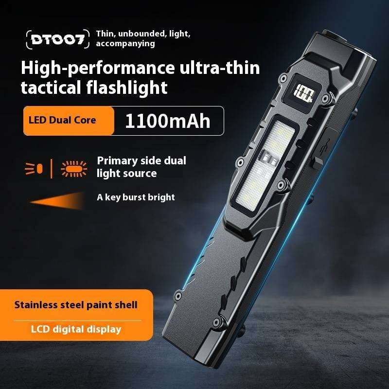 Tactical EDC Flashlight - Ultra Slim 1000 Lumens Rechargeable LED Work Light With 3 Modes, Compact Design For Outdoor, Camping & Emergency Use