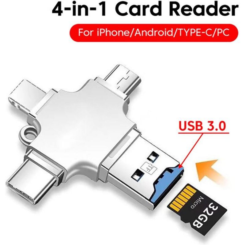 4 In 1 Reader 3.0 Type C Adapter USB To IOS Micro TF Card OTG Converter For PC IPhone Samsung Xiaomi Huawei