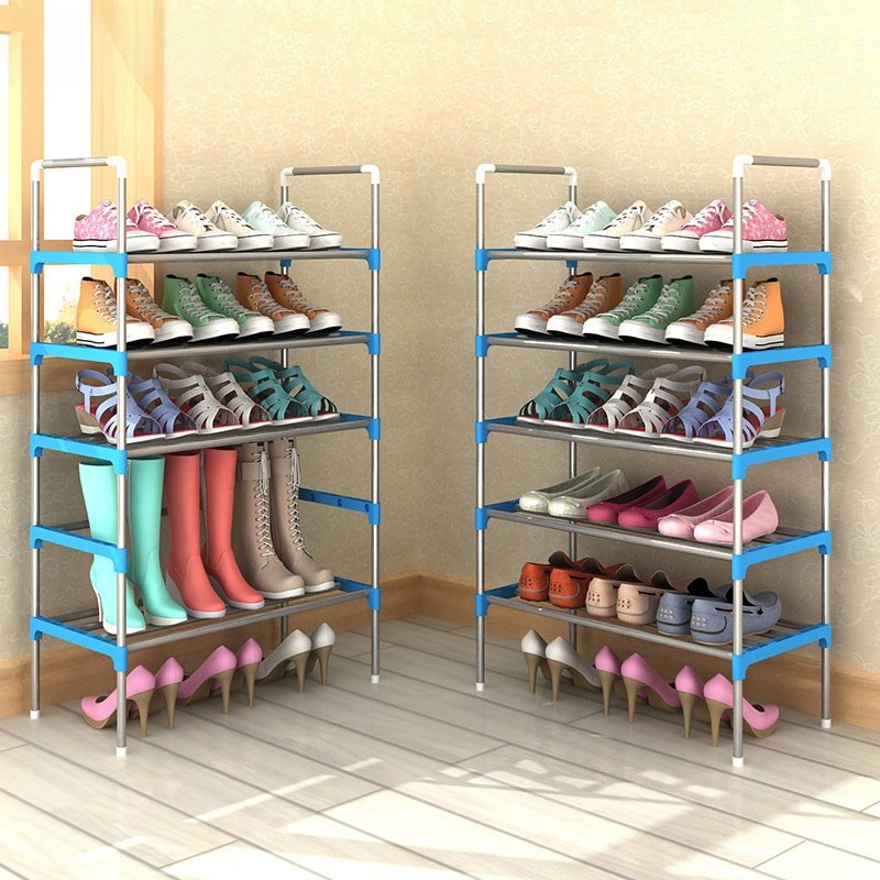 Modular Metal Shoe Rack – Stackable 2 To 7-Tier Shoe Organizer With Handles, Space-Saving Entryway Storage (Pink/Black/Modern Colors)