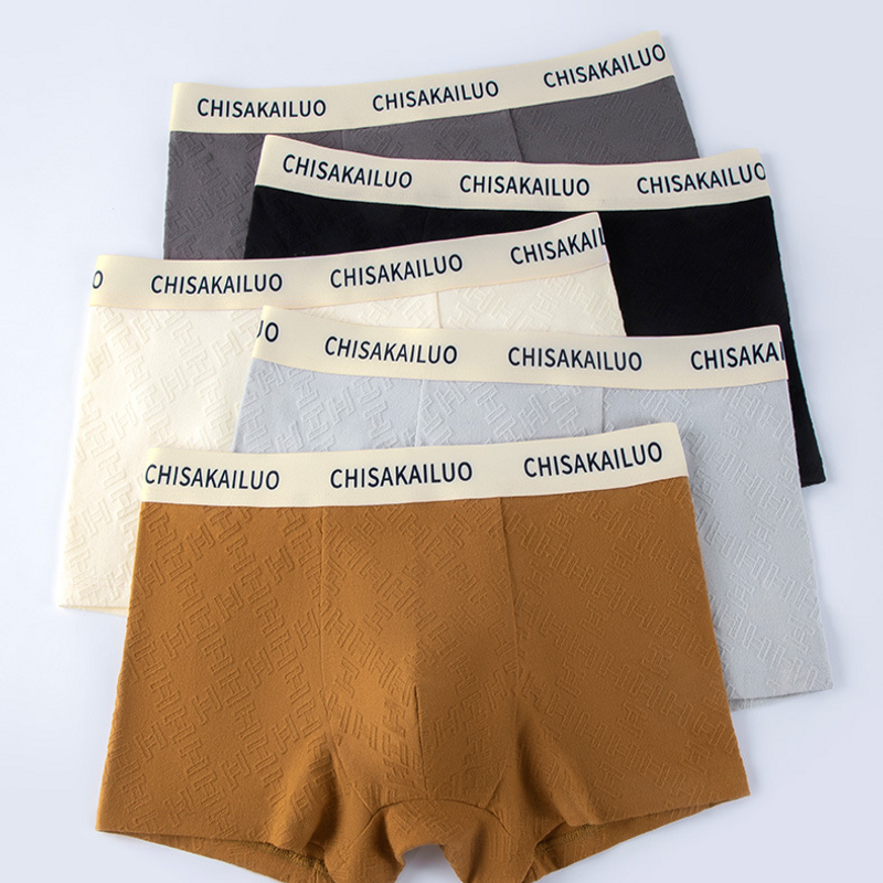 Men's Underwear Men's Underwear, Class A Cotton, Wormwood Lining, 7a Antibacterial Autumn And Winter Jacquard Comfortable Boxer Briefs