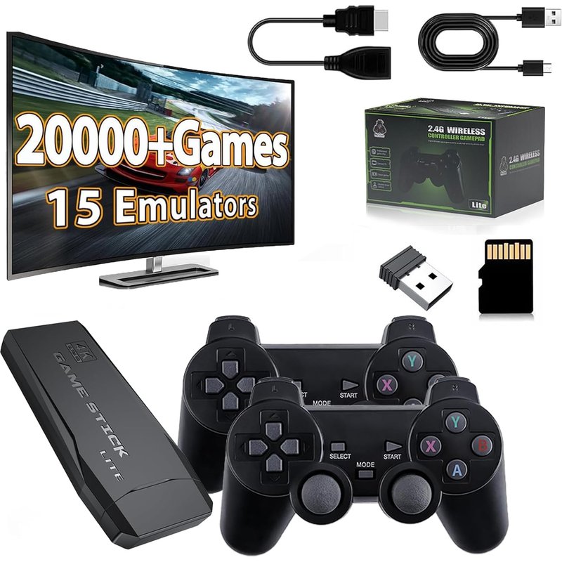 Wireless Mini Video Games Console, 10K+Games/20K+Games, 4K HDMI Output 2.4GHz Wireless Gaming Console, Retro Video Games Console for TV & Display