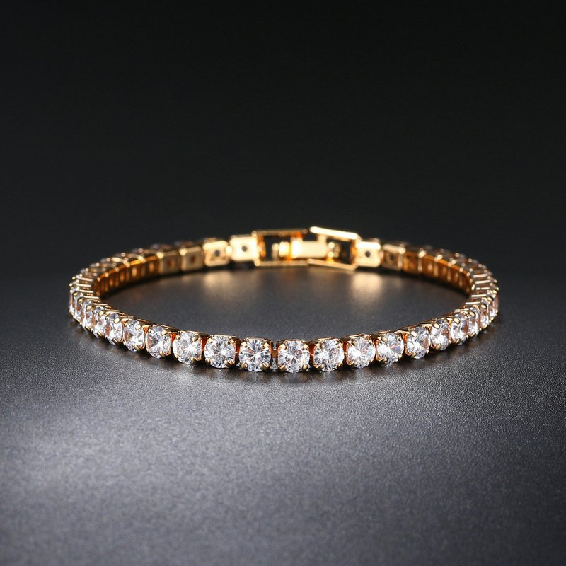 Zircon Bracelet Single Row 4mm Round Full Diamond Tennis Chain Hip Hop Jewelry Tennis Bracelet