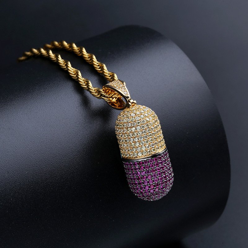 Personalized Capsule Pill Pendant Micro Inlaid Zircon Detachable Pendant Hip Hop Men And Women With The Same Amount