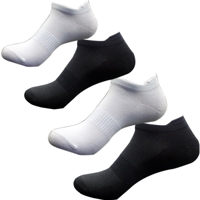 New Mesh Boat Socks Men's and Women's Socks Summer Thin Lifting Ear Men's Socks Black and White Sweat Absorbing Cotton Socks Shallow Mouth Sports