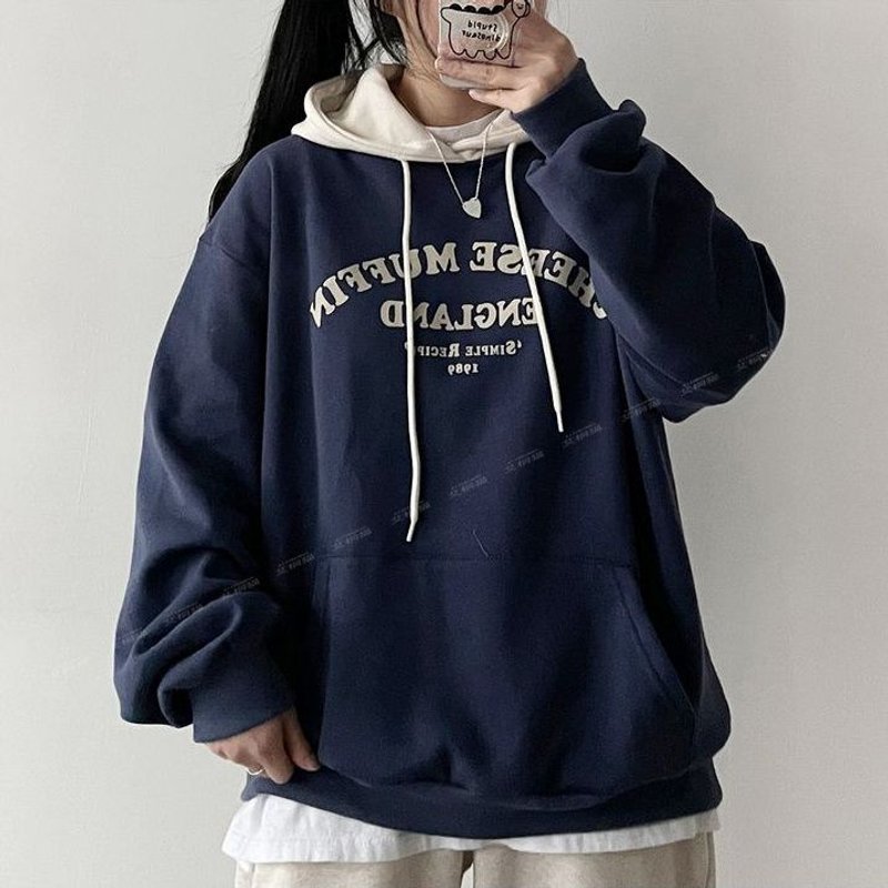 100% Hooded Hoodie for Women 2022 New Spring and Autumn Winter Thin Edition with Velvet Cotton Top Hip Hop Lazy Western