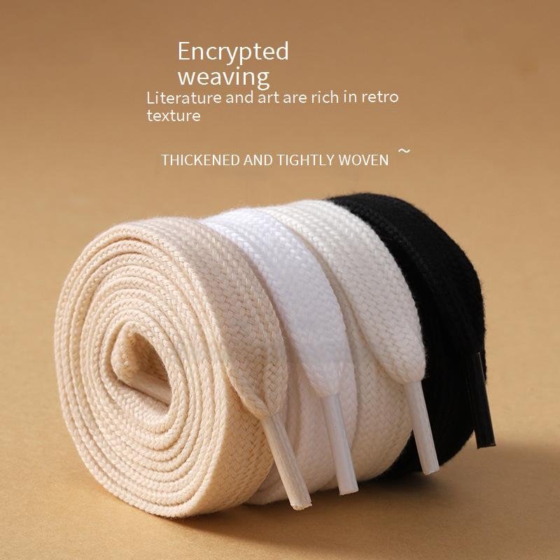 Premium Cotton-Polyester Flat Shoelaces For Sneakers, Boots & Casual Shoes - Multiple Widths (0.6cm, 0.8cm, 1.0cm, 1.2cm, 1.5cm) & Colors