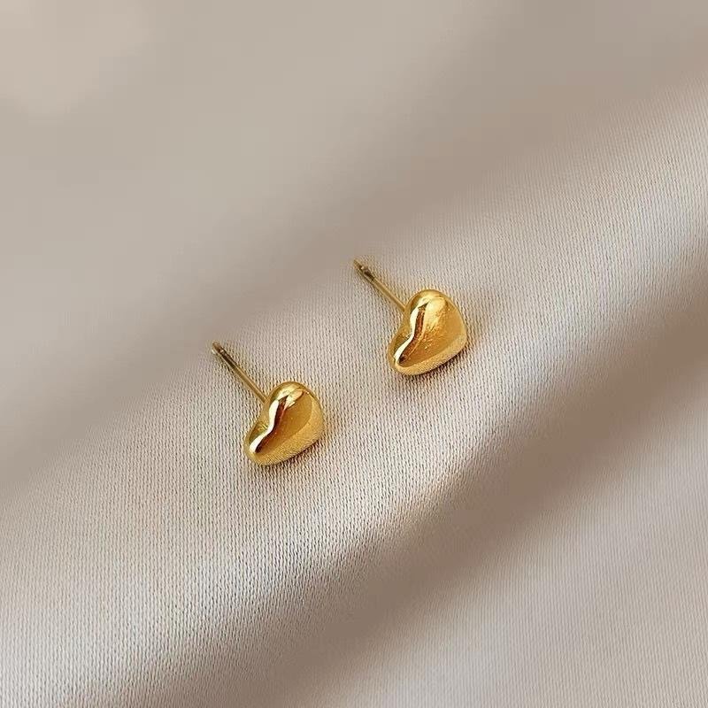 Stainless Steel Gold Peach Heart Love Glossy Small Gold Heart Earrings Stud For Women Fashion Female Love Heart Earring Jewelry