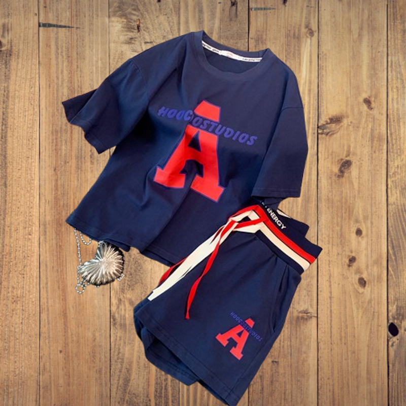 Women's Clothing Casual Sports Suit Summer Loose Shorts Short Sleeves Fashionable Running Two Piece Suit