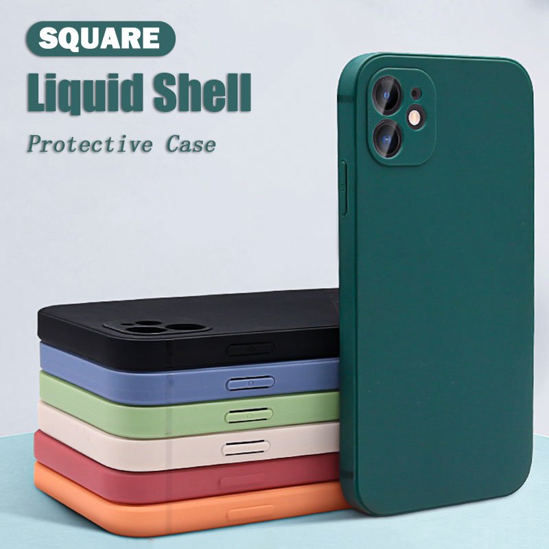 Square Liquid Silicone Phone Case For iPhone 14 11 13 12 Pro Max 13 Mini X XR XS 7 8 Plus SE 2020 Soft Protection Back Cover