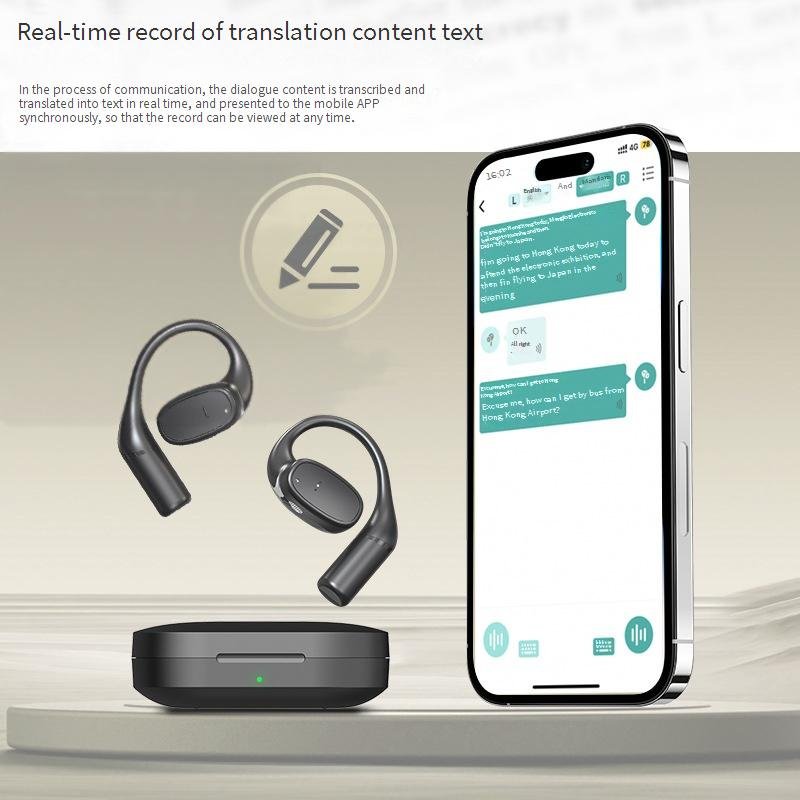 AI Smart Translation Earpiece - Real-Time Bilingual Interpreter Device For 70+ Languages, Hands-Free Wireless Bluetooth Headset For Travel & Business
