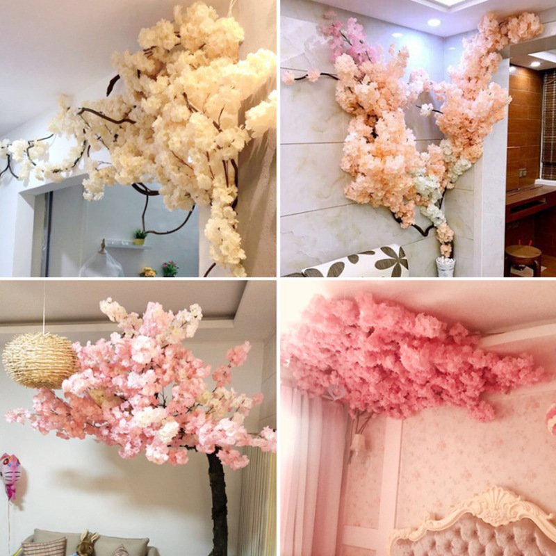 Artificial Cherry Blossom Branches - 1.2m Realistic Sakura Flowers For Wedding Decor, Photography Props & Home Styling (UV-Resistant, Bendable Stems)