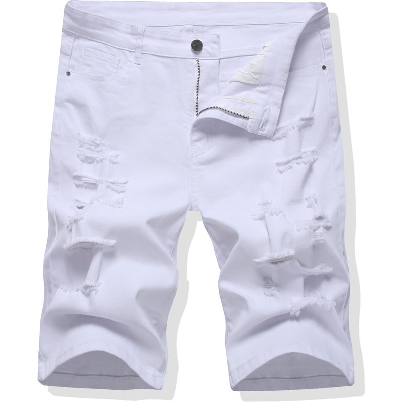 Men's Slightly Elastic White Jeans Men's Pants Shorts