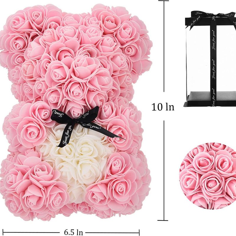 25cm Rose Bear Gift - Preserved Foam Roses Teddy Bear, Romantic Birthday Present For Her/Him, Valentine's Day Gift