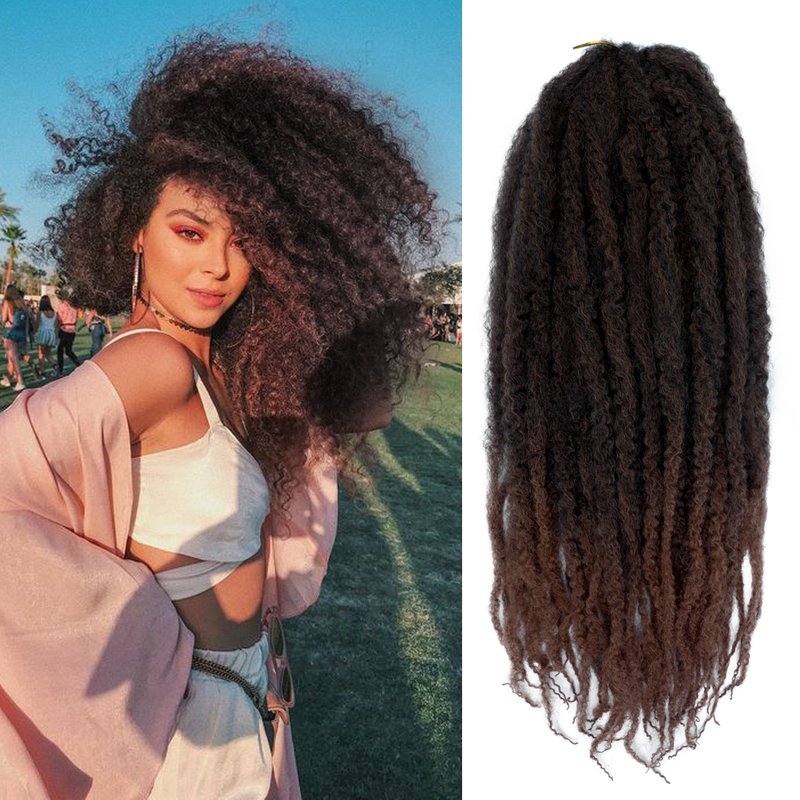 24inch Marley Braids Hair 100g Synthetic Soft Kinky Twist Hair Ombre Brown Grey Crochet Braiding Hair Extensions for Black Women