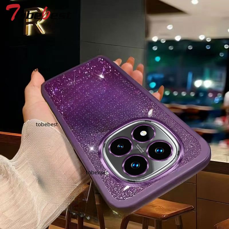 Bling Glitter Camera Protector Silicone Case For Xiaomi Redmi Note 14 Pro Plus 4G 5G Soft Back Cover