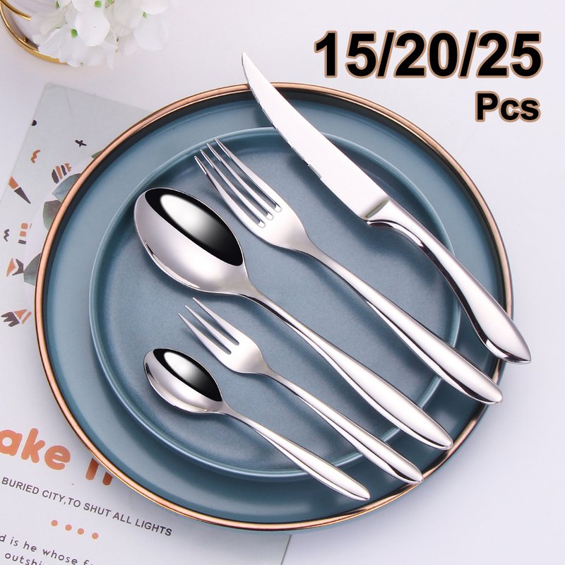Gold Mirror Cutlery Set - 304 Stainless Steel Tableware