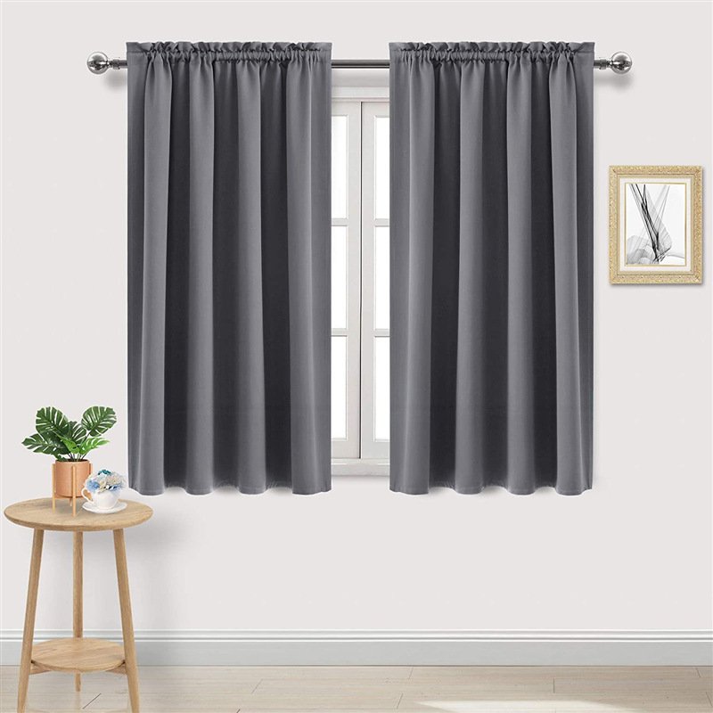 high light shielding heat insulating energy saving bedroom kitchen blocking curtains Nordic solid color black silk blackout curtains