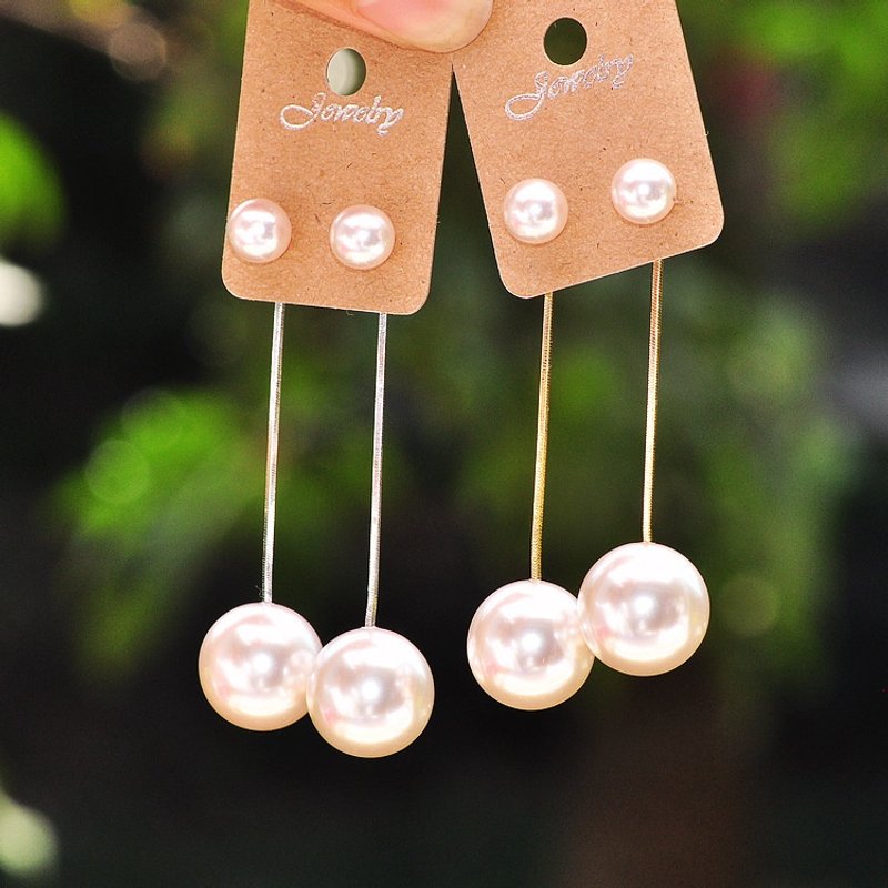 S925 Silver Needle Large Pearl Simple Earrings Fashion Two-wear Pearl Earrings