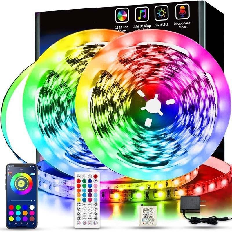 ​24V Bluetooth & IR RGB LED Strip Lights With 16 LEDs/Meter, Smart APP Control For Party, Home Decor, Indoor Lighting